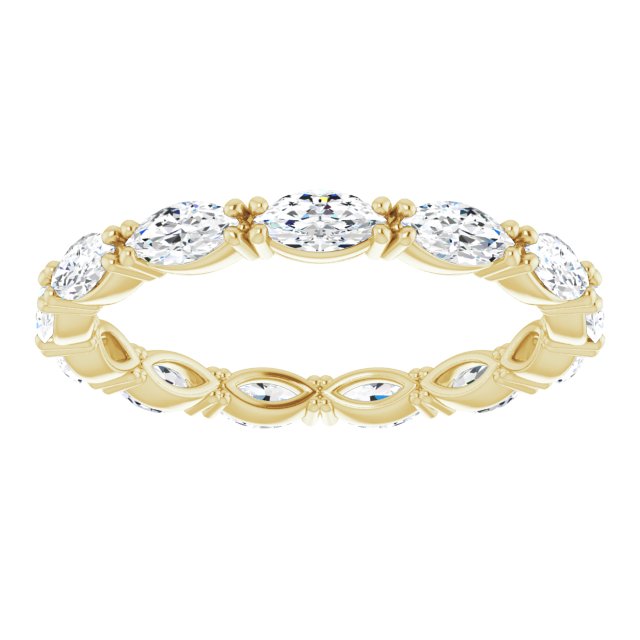 14K Gold Marquise Lab-Grown Diamond Eternity Band – 4x2 mm Stones - Yellow Gold - view 3