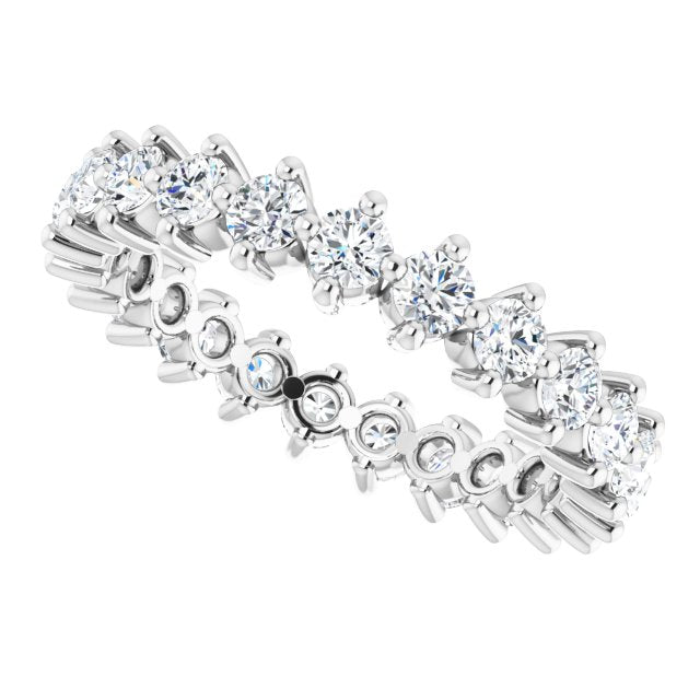 14K Gold Round Natural Diamond Eternity Band – 2.25 mm Stones - White Gold - view 5