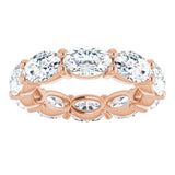 14K Gold Oval Lab-Grown Diamond Eternity Band – 6x4 mm Stones - Rose Gold - view 3