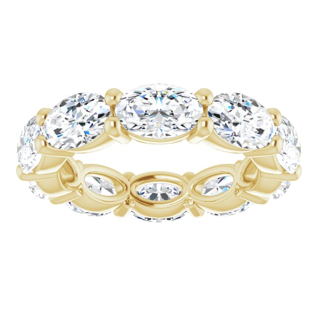 14K Gold Oval Lab-Grown Diamond Eternity Band – 6x4 mm Stones - Yellow Gold - view 3