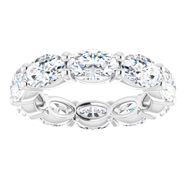 Platinum Oval Natural Diamond Eternity Band – 6x4 mm Stones - view 3
