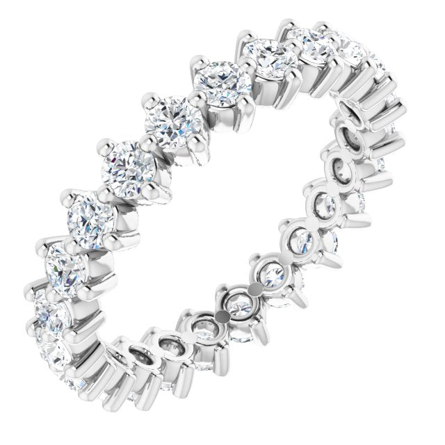 14K Gold Round Natural Diamond Eternity Band – 2.25 mm Stones - White Gold