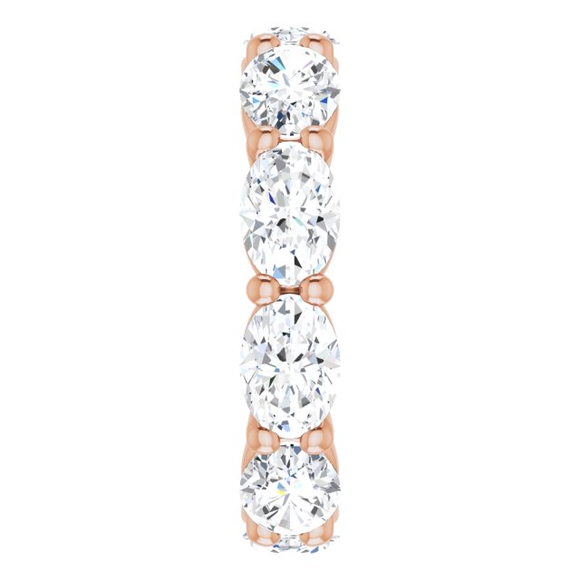 14K Gold Oval Lab-Grown Diamond Eternity Band – 6x4 mm Stones - Rose Gold - view 4