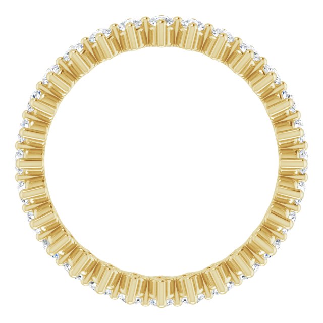 14K Gold Round Natural Diamond Eternity Band – 1.7 mm Stones - Yellow Gold - view 2