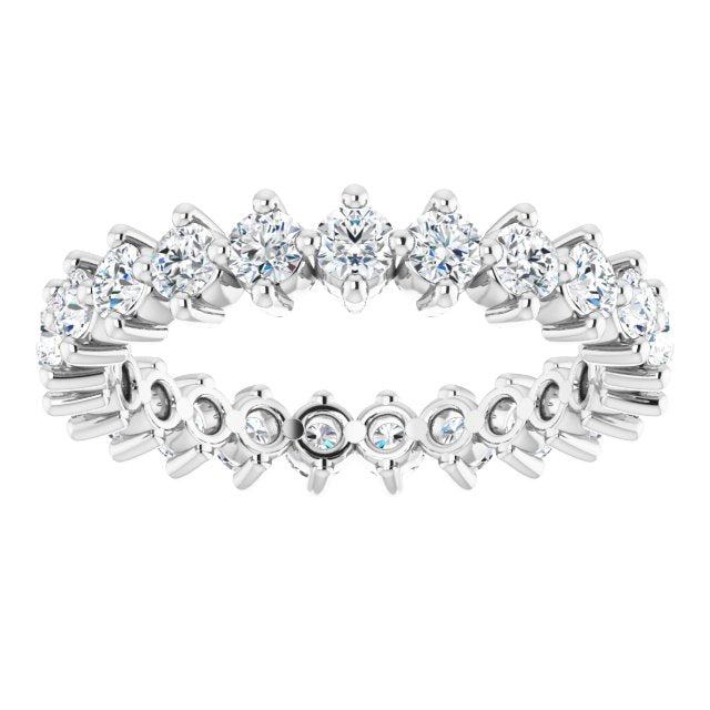 14K Gold Round Natural Diamond Eternity Band – 2.25 mm Stones - White Gold - view 3