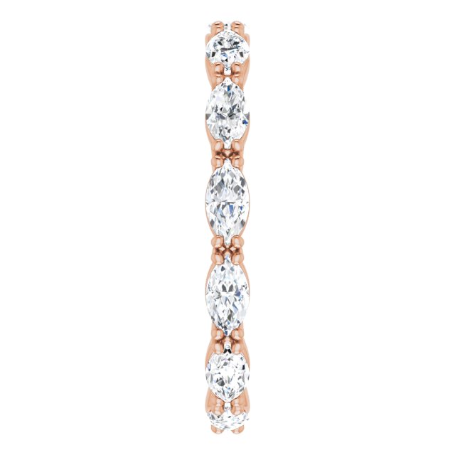 14K Gold Marquise Natural Diamond Eternity Band – 4x2 mm Stones - Rose Gold - view 4