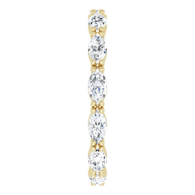 14K Gold Marquise Natural Diamond Eternity Band – 4x2 mm Stones - Yellow Gold - view 4