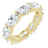 14K Gold Oval Natural Diamond Eternity Band – 6x4 mm Stones - Yellow Gold