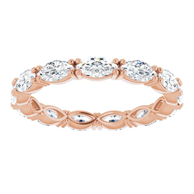 14K Gold Marquise Lab-Grown Diamond Eternity Band – 4.3x2.25 mm Stones - Rose Gold - view 3