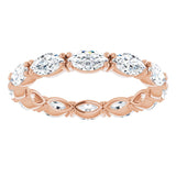 14K Gold Marquise Natural Diamond Eternity Band – 4.5x2.5 mm Stones - Rose Gold - view 3