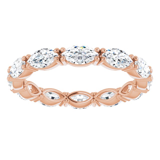 14K Gold Marquise Natural Diamond Eternity Band – 4.5x2.5 mm Stones - Rose Gold - view 3