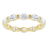 14K Gold Marquise Natural Diamond Eternity Band – 4.5x2.5 mm Stones - Yellow Gold - view 3