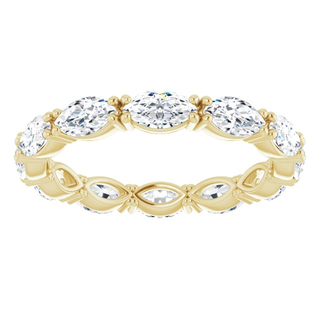 14K Gold Marquise Natural Diamond Eternity Band – 4.5x2.5 mm Stones - Yellow Gold - view 3