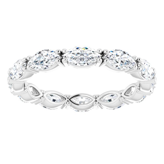 14K Gold Marquise Natural Diamond Eternity Band – 4.5x2.5 mm Stones - White Gold - view 3