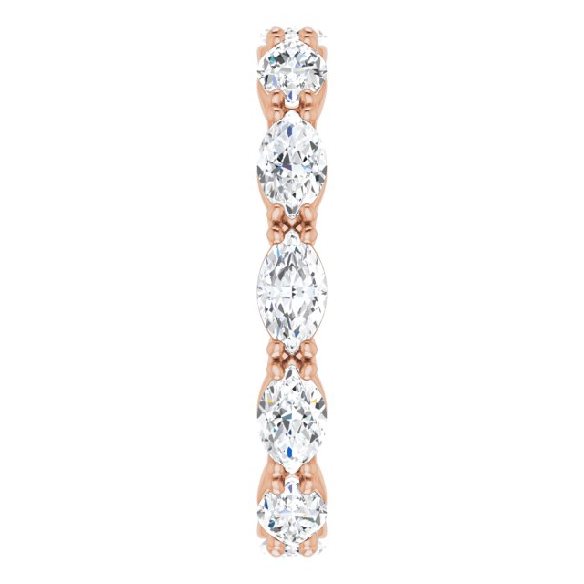 14K Gold Marquise Natural Diamond Eternity Band – 4.5x2.5 mm Stones - Rose Gold - view 4