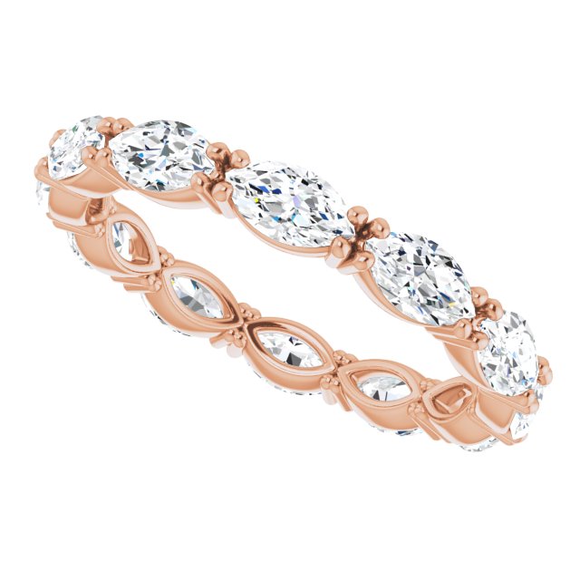 14K Gold Marquise Natural Diamond Eternity Band – 4.5x2.5 mm Stones - Rose Gold - view 5