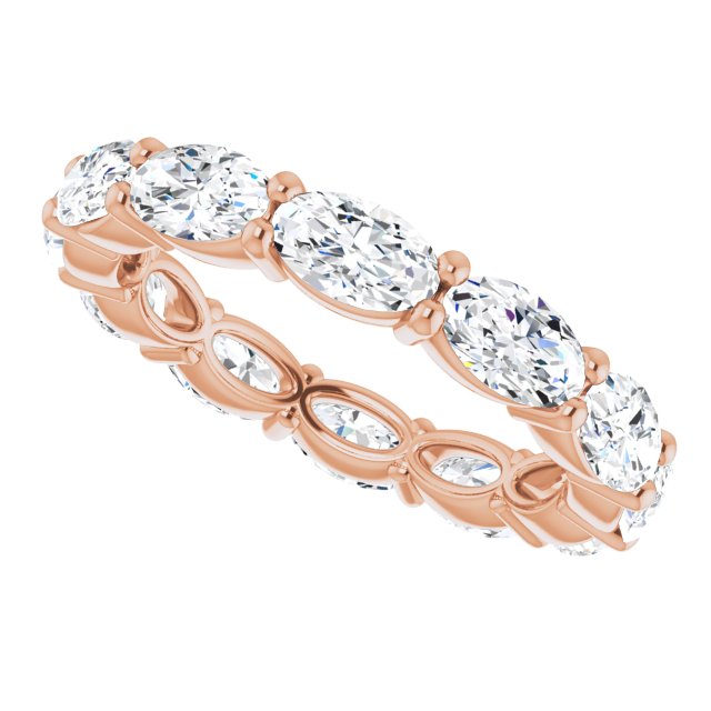14K Gold Oval Lab-Grown Diamond Eternity Band – 5x3 mm Stones - Rose Gold - view 5
