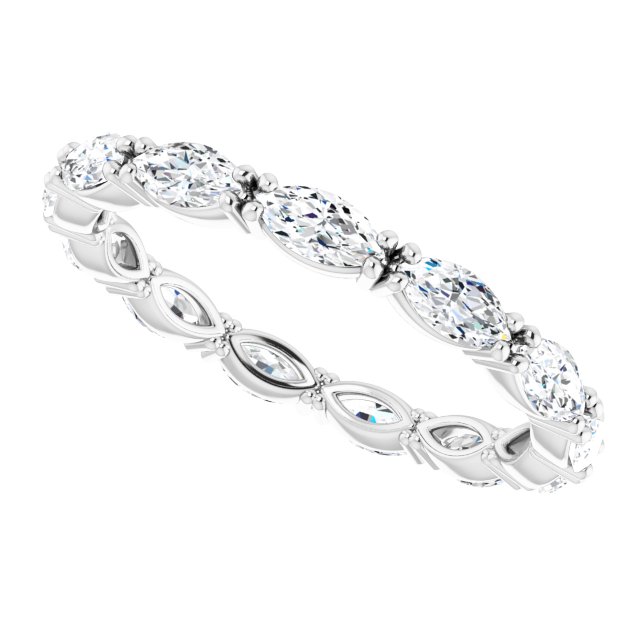 14K Gold Marquise Lab-Grown Diamond Eternity Band – 4x2 mm Stones - White Gold - view 5
