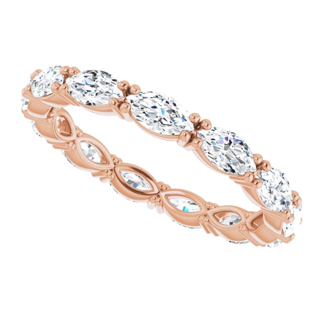 14K Gold Marquise Lab-Grown Diamond Eternity Band – 4.3x2.25 mm Stones - Rose Gold - view 5
