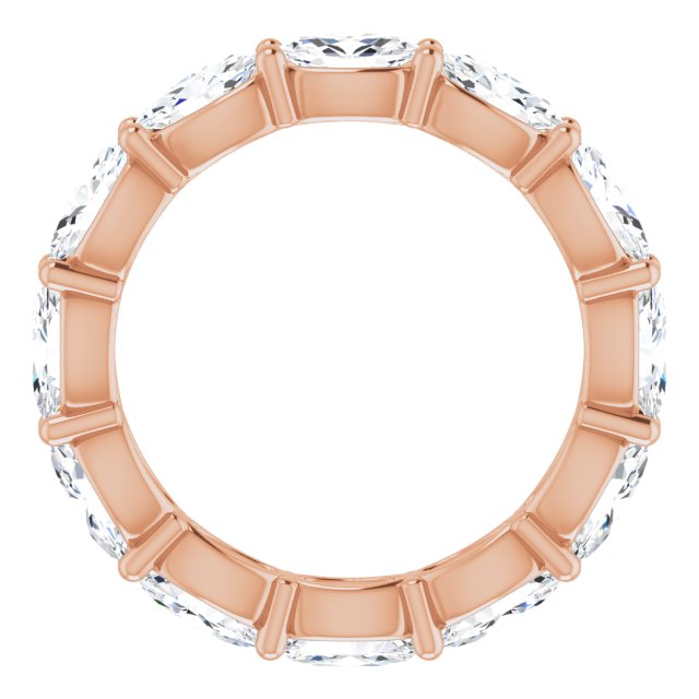 14K Gold Oval Natural Diamond Eternity Band – 5x3 mm Stones - Rose Gold - view 2