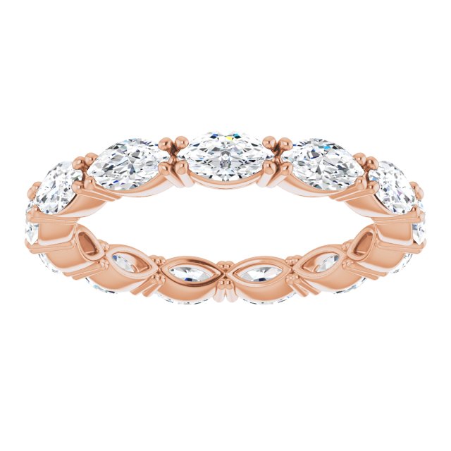 14K Gold Marquise Lab-Grown Diamond Eternity Band – 4.5x2.5 mm Stones - Rose Gold - view 3
