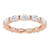 14K Gold Marquise Natural Diamond Eternity Band – 4.5x2.5 mm Stones - Rose Gold - view 3