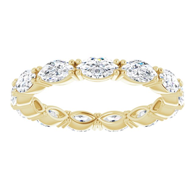 14K Gold Marquise Natural Diamond Eternity Band – 4.5x2.5 mm Stones - Yellow Gold - view 3