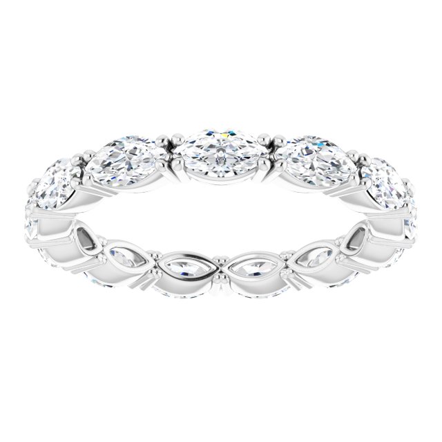 14K Gold Marquise Lab-Grown Diamond Eternity Band – 4.5x2.5 mm Stones - White Gold - view 3
