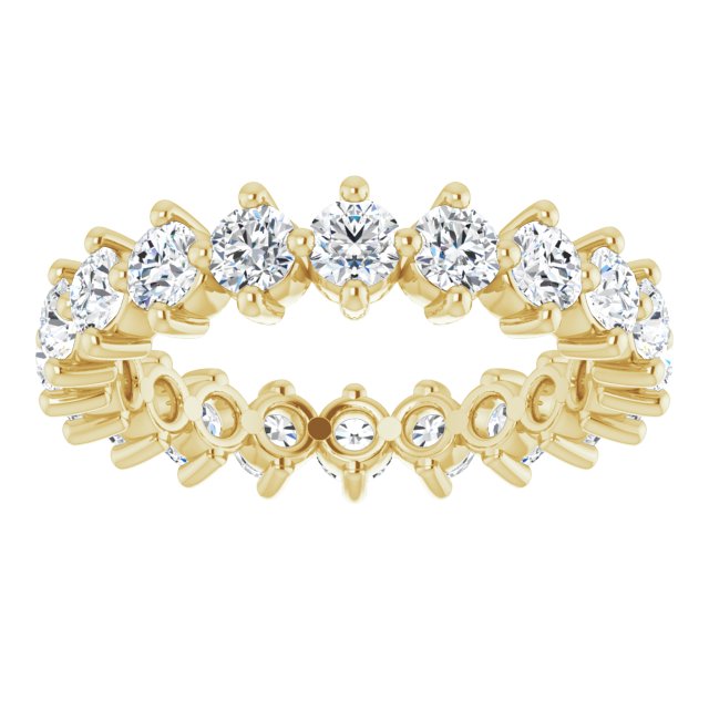 14K Gold Round Natural Diamond Eternity Band – 2.8 mm Stones - Yellow Gold - view 3