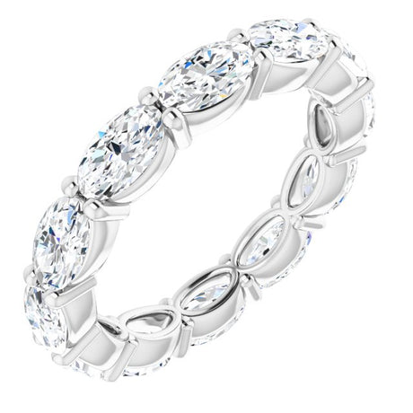 Platinum Oval Natural Diamond Eternity Band – 5x3 mm Stones
