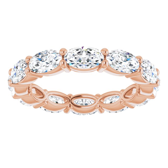 14K Gold Oval Lab-Grown Diamond Eternity Band – 5x3 mm Stones - Rose Gold - view 3