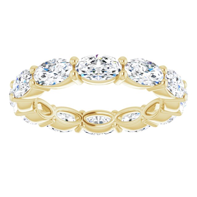 14K Gold Oval Natural Diamond Eternity Band – 5x3 mm Stones - Yellow Gold - view 3