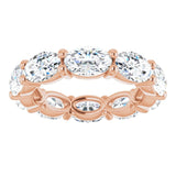 14K Gold Oval Lab-Grown Diamond Eternity Band – 6x4 mm Stones - Rose Gold - view 3
