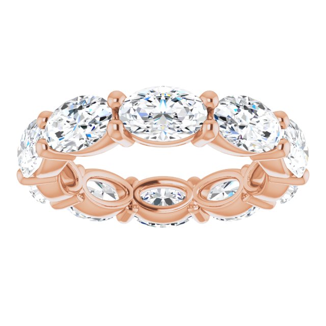14K Gold Oval Lab-Grown Diamond Eternity Band – 6x4 mm Stones - Rose Gold - view 3
