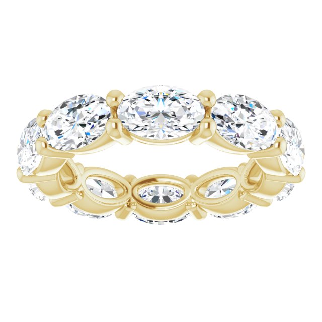 14K Gold Oval Lab-Grown Diamond Eternity Band – 6x4 mm Stones - Yellow Gold - view 3