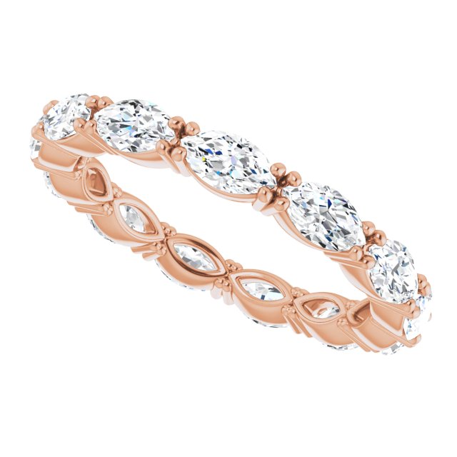 14K Gold Marquise Natural Diamond Eternity Band – 4.5x2.5 mm Stones - Rose Gold - view 5