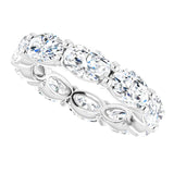 Platinum Oval Natural Diamond Eternity Band – 6x4 mm Stones - view 5