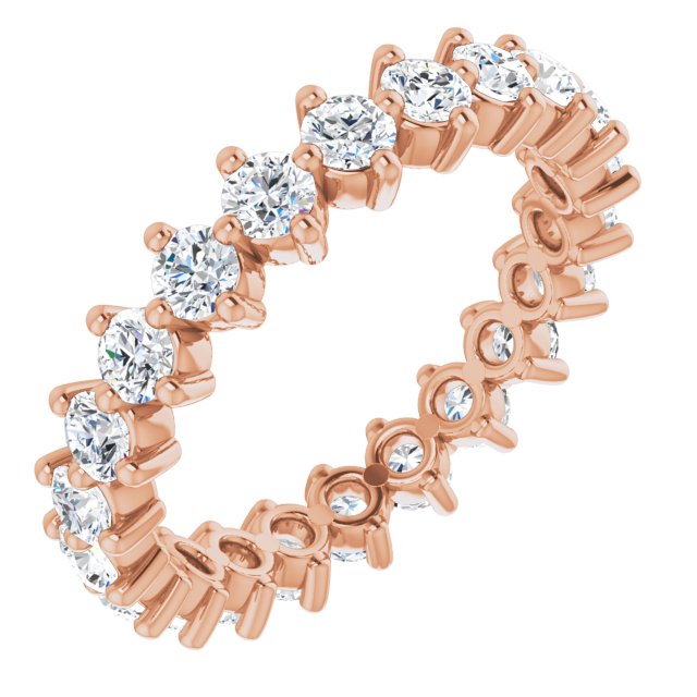 14K Gold Round Lab-Grown Diamond Eternity Band – 2.5 mm Stones - Rose Gold