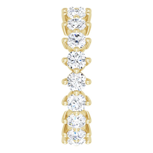14K Gold Round Lab-Grown Diamond Eternity Band – 3 mm Stones - Yellow Gold - view 4