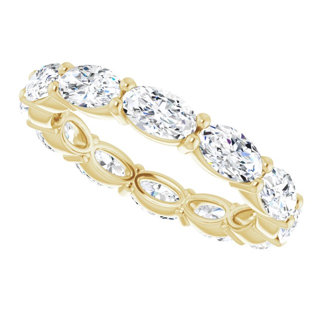 14K Gold Oval Lab-Grown Diamond Eternity Band – 5x3 mm Stones - Yellow Gold - view 5