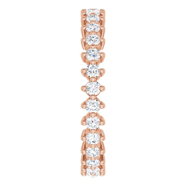 14K Gold Round Lab-Grown Diamond Eternity Band – 1.7 mm Stones - Rose Gold - view 4