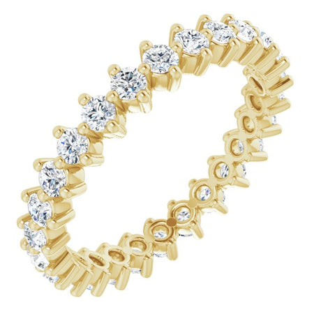 14K Gold Round Lab-Grown Diamond Eternity Band – 2 mm Stones - Yellow Gold
