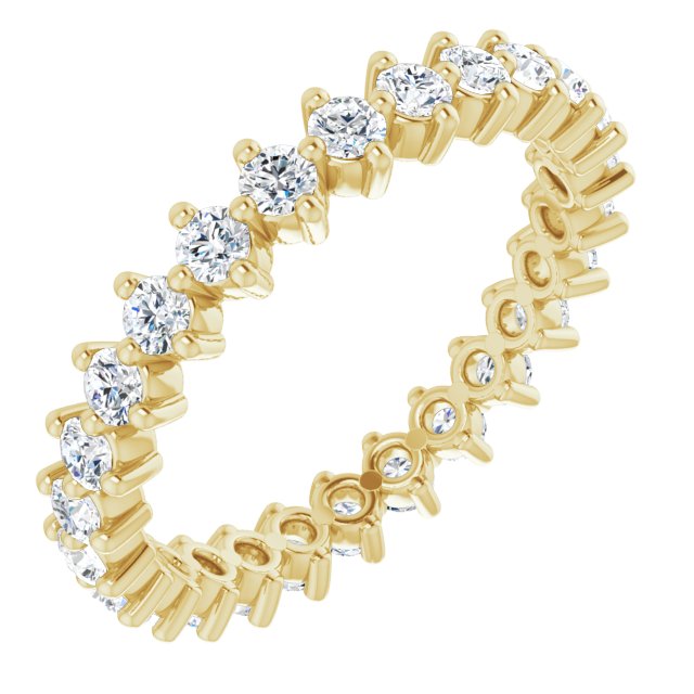 14K Gold Round Lab-Grown Diamond Eternity Band – 2 mm Stones - Yellow Gold