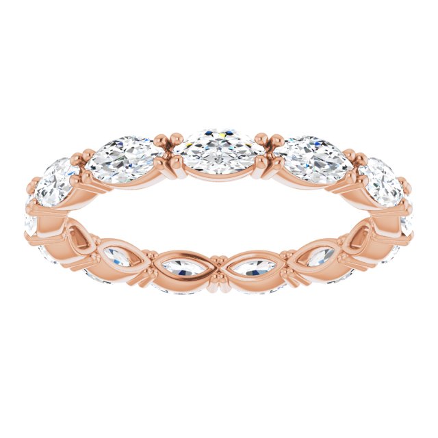 14K Gold Marquise Lab-Grown Diamond Eternity Band – 4.3x2.25 mm Stones - Rose Gold - view 3