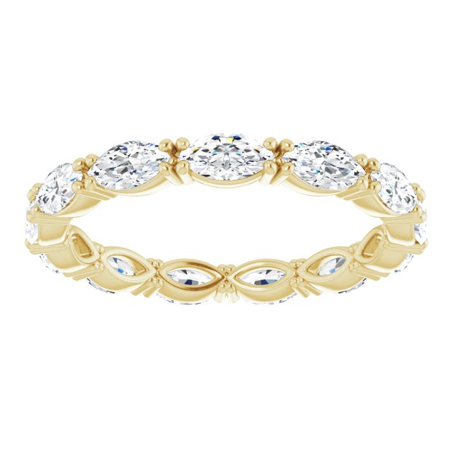 14K Gold Marquise Lab-Grown Diamond Eternity Band – 4.3x2.25 mm Stones - Yellow Gold - view 3