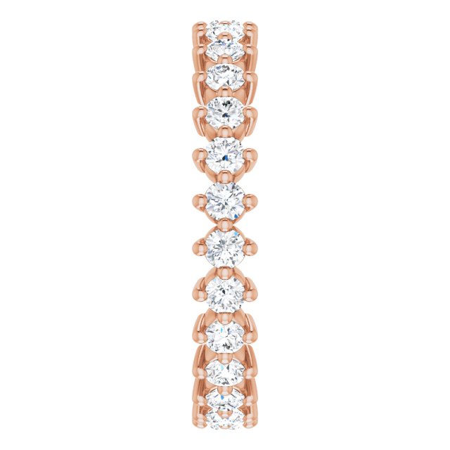 14K Gold Round Lab-Grown Diamond Eternity Band – 2 mm Stones - Rose Gold - view 4