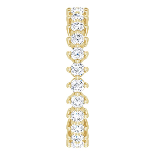 14K Gold Round Lab-Grown Diamond Eternity Band – 2 mm Stones - Yellow Gold - view 4