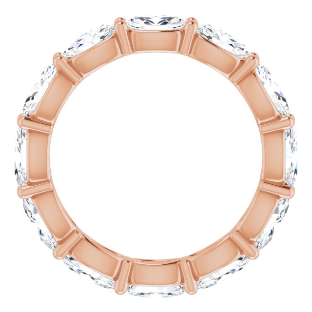 14K Gold Oval Lab-Grown Diamond Eternity Band – 5x3 mm Stones - Rose Gold - view 2