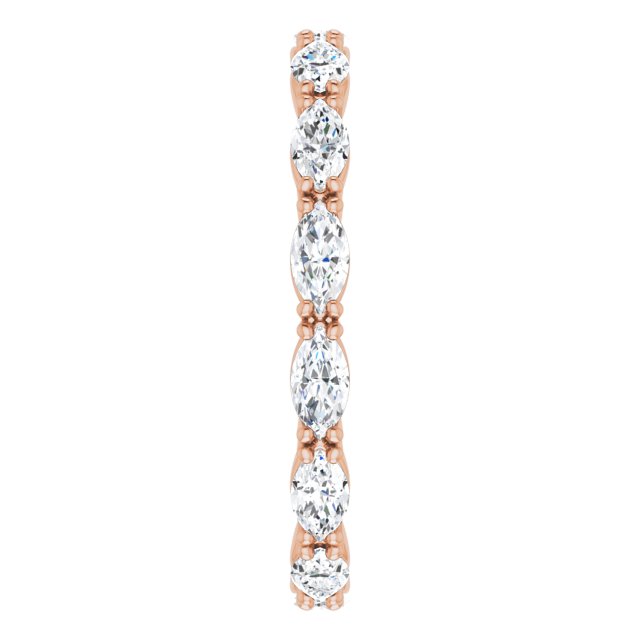 14K Gold Marquise Natural Diamond Eternity Band – 4x2 mm Stones - Rose Gold - view 4