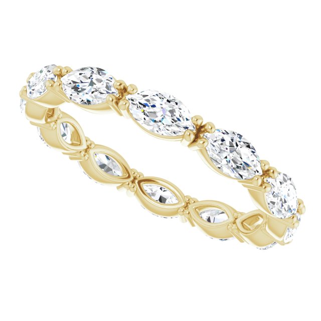 14K Gold Marquise Natural Diamond Eternity Band – 4.5x2.5 mm Stones - Yellow Gold - view 5